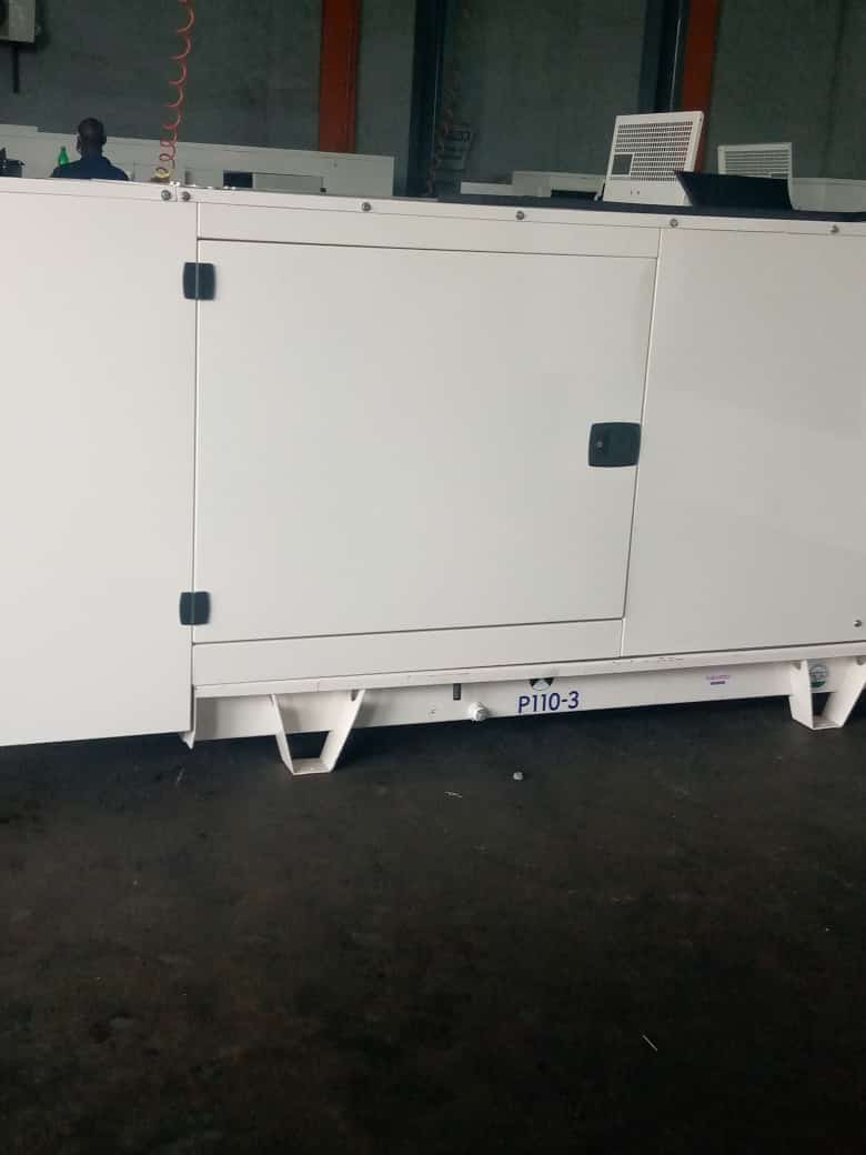 FG Wilson 100 kVA diesel generator in a white soundproof canopy