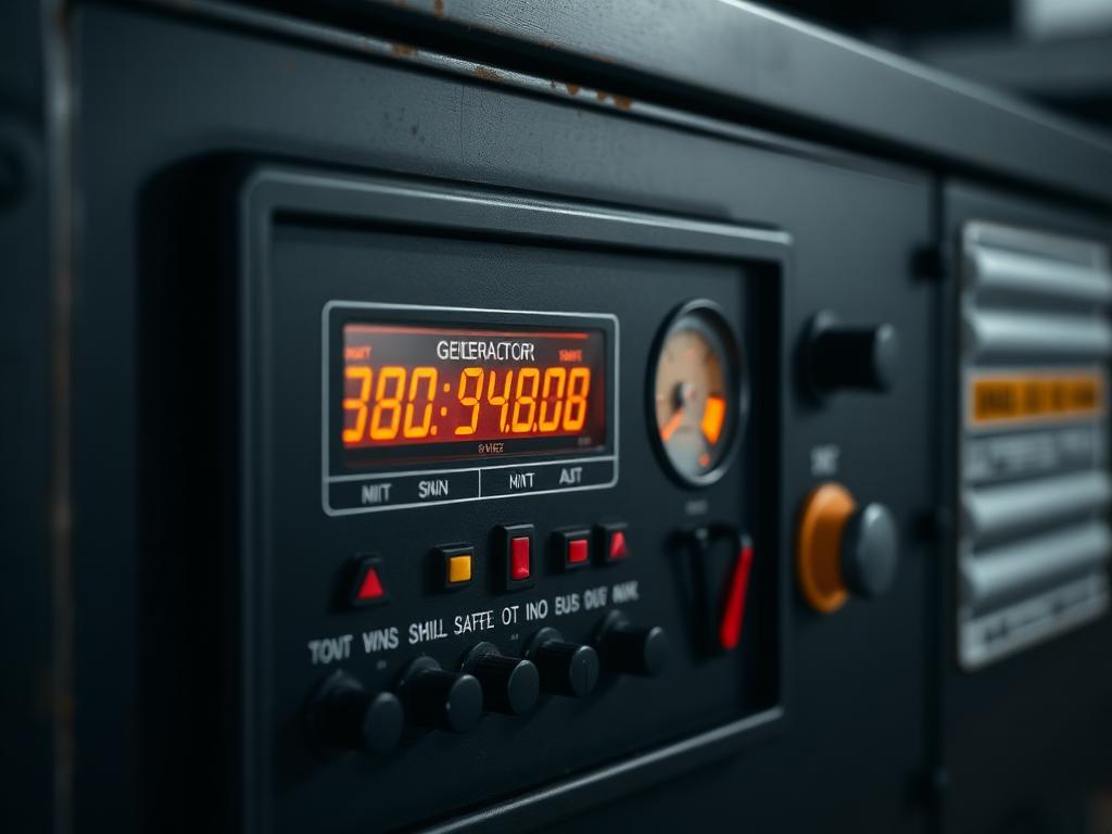 Generator control panel during commissioning